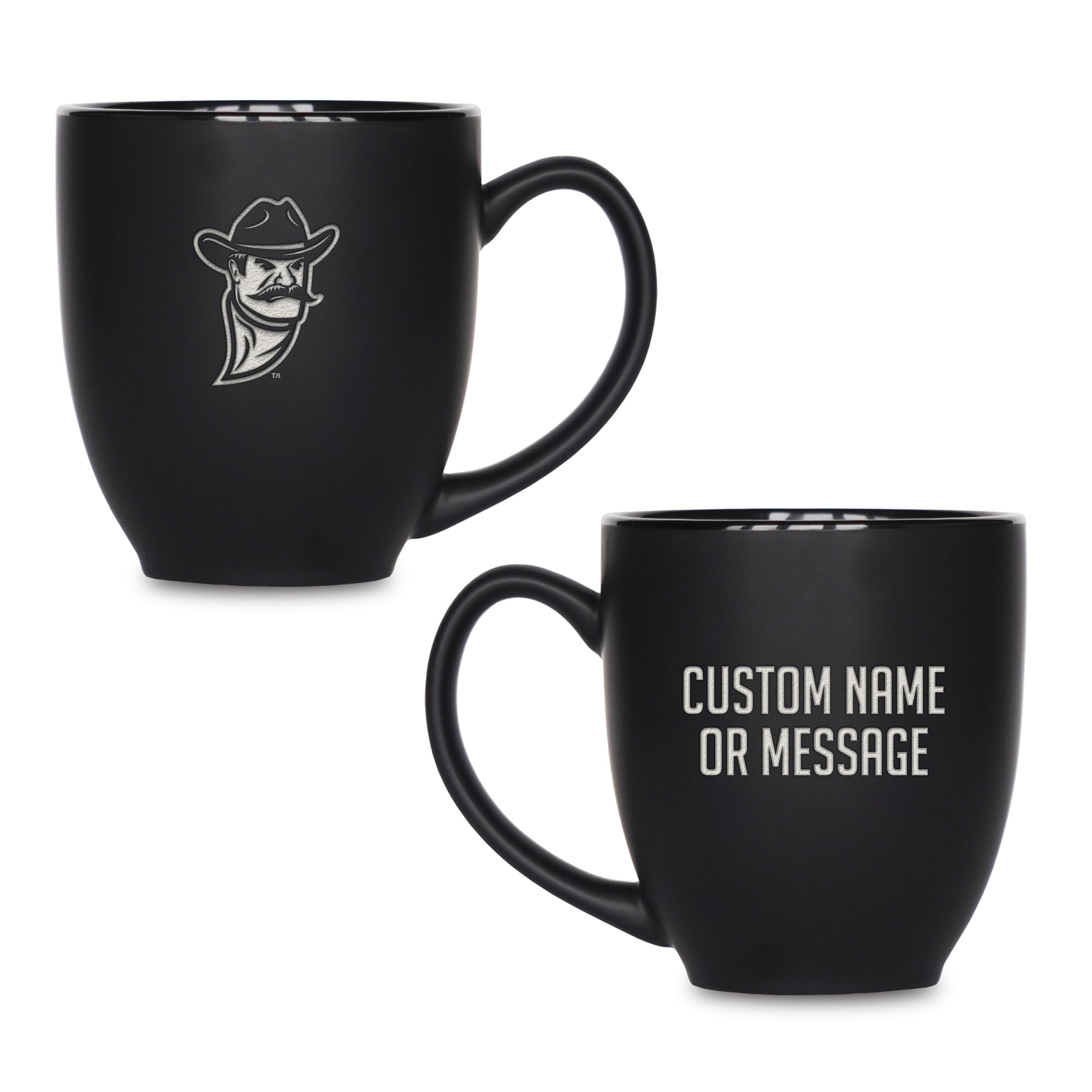 Rico Industries NCAA Primary 15-Oz Personalized Matte Black Bistro Mug - for Hot or Cold Drinks