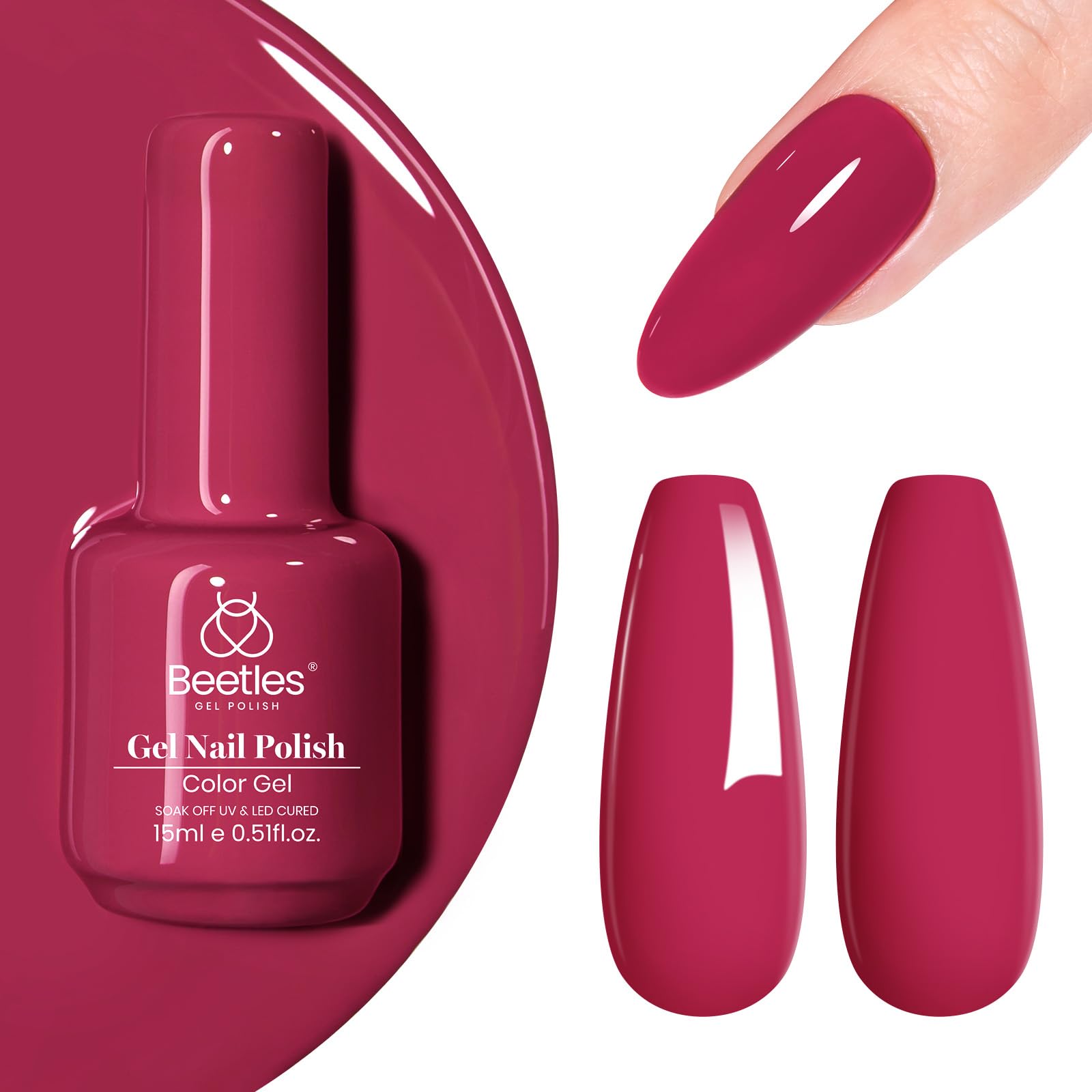 Beetles Red Gel Nail Polish - Cherry Mocha 15ML | Soak Off Summer Nails Art Manicure Salon DIY Design - main product image