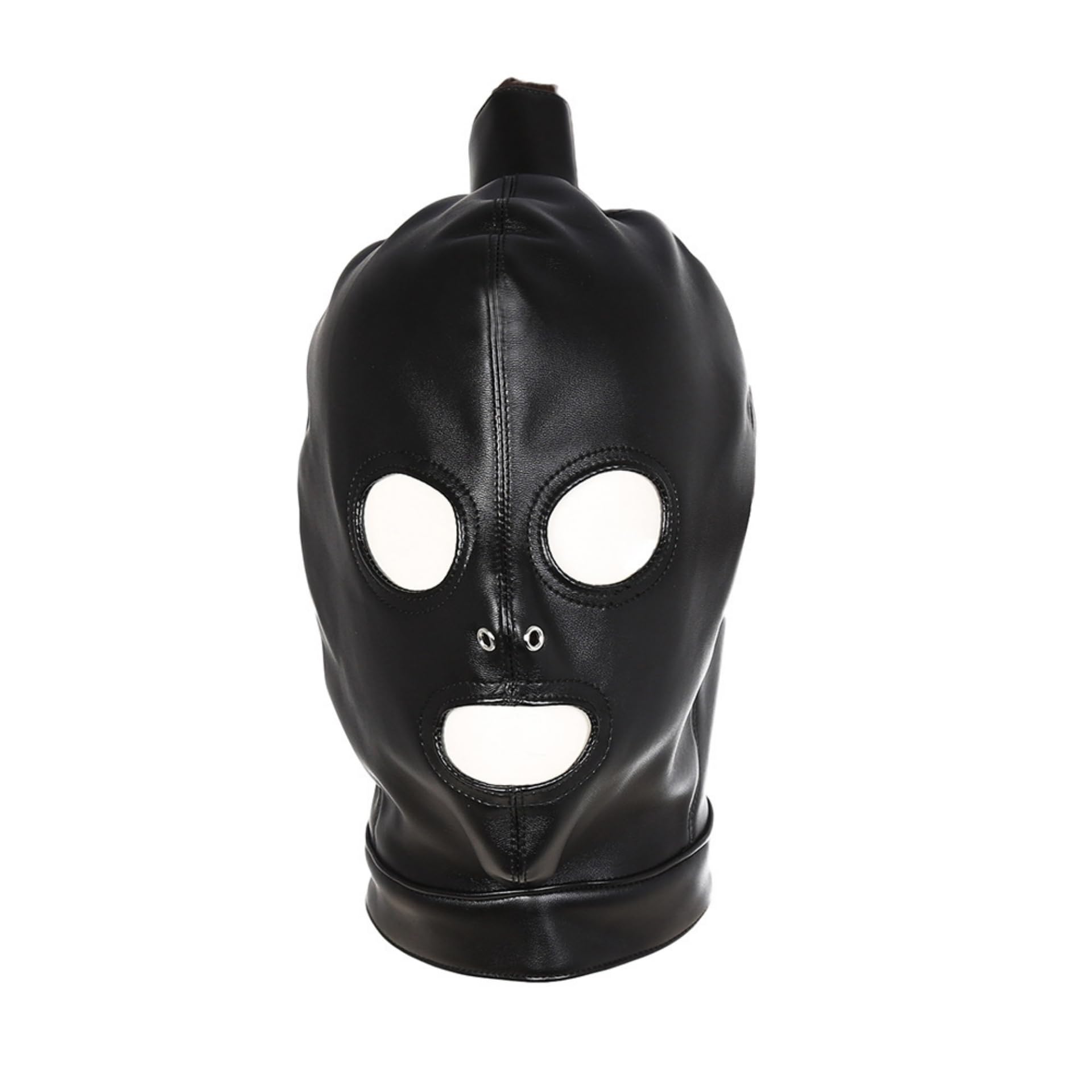 Hdynasty Capuche en cuir PU noir, perruque intégrale à 3 trous, masque sexuel pour les yeux, couvre-chef pour jeu de rôle