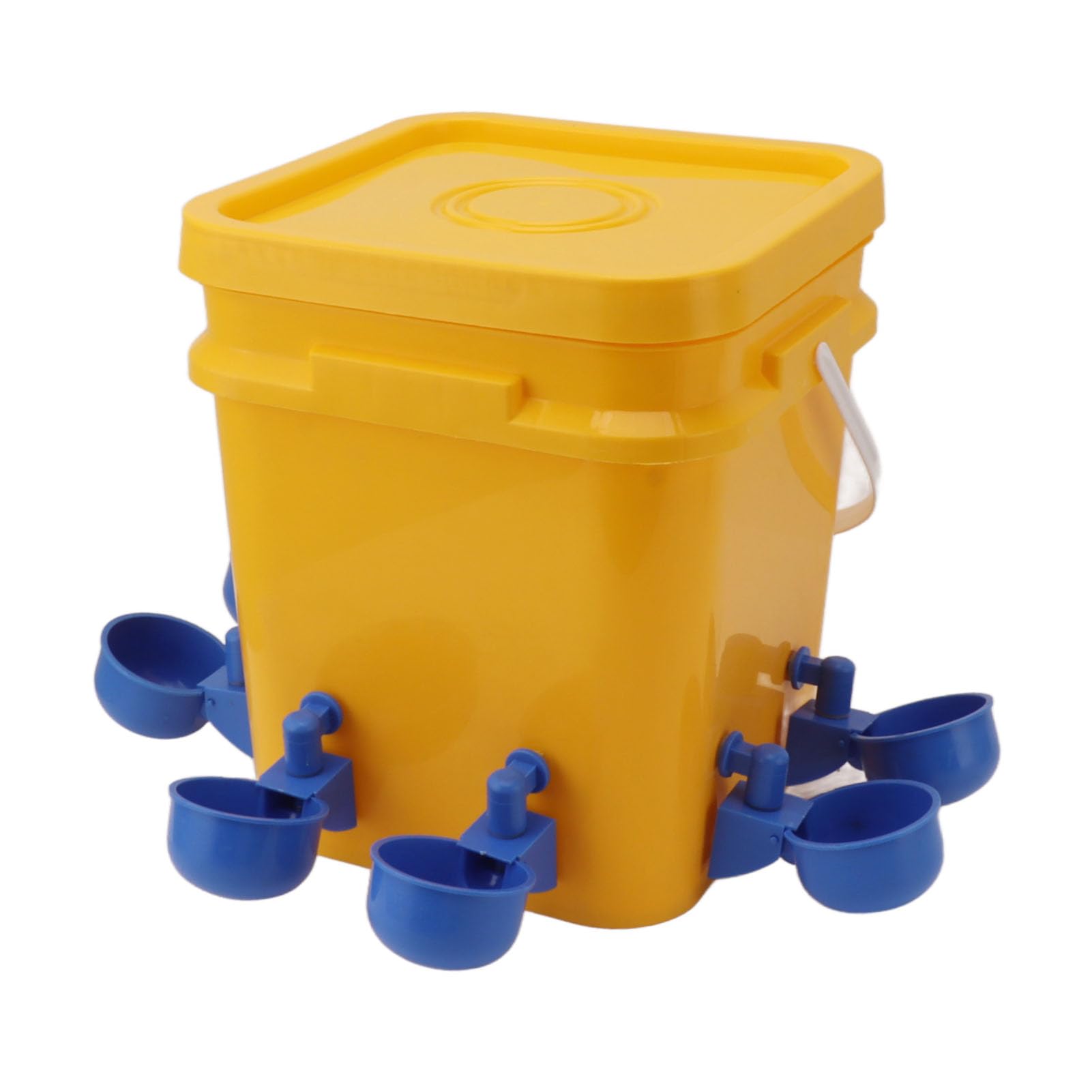 Bebedero automático para Pollos, Equipo para Beber Aves de Corral, de riego por Gravedad con Barril de Mano de 12 litros para Pollo, Pato, Ganso, plástico Duradero, 8 tazones (Cubo + Cuenco Pájaro