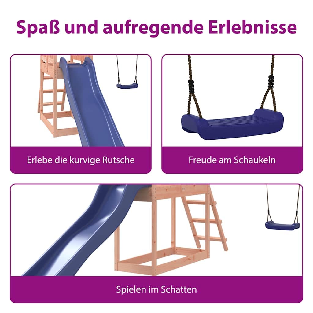 vidaXL Spielturm, Klettergerüst mit Rutsche Schaukel, Kinder Kletterturm mit Holzdach, Spiel-Zubehör für Garten, Holz Spielplatz, Massivholz Douglasie