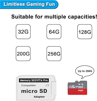 SD2Vita Game 6.0 Memory Card Adapter for PS Vita PSVSD Micro SD | for PSV 1000/2000, 3.60 HENkaku Enso System, TF Card Holder to 256G Support, Version 6.0 Upgrade, SATA 3.0 Fast Loading