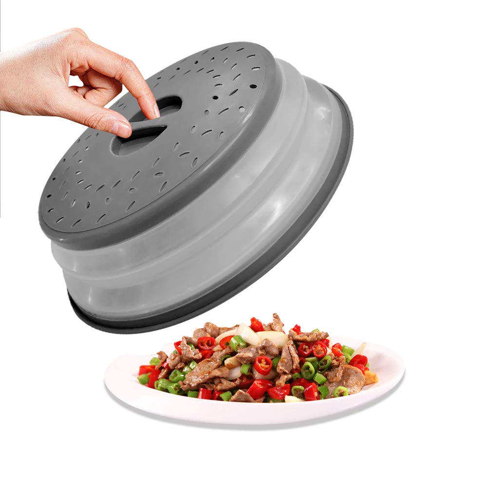 Coperchio Antischizzi Per Microonde Pieghevole - Copripiatti Con Fori Vapore 26.5cm Grigio Per Frutta E Verdura - Foto 7