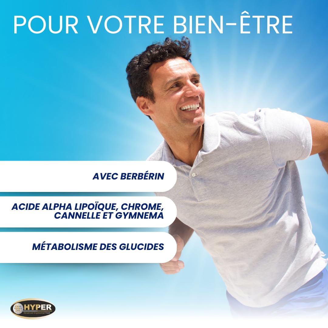 Hyper Glicem Control Berberis 180 Comprimés - pour la Glycemie avec Berberine, Gymnema, Cannelle, Acide Alpha-Lipoïque et Picolinate de Chrome - Métabolisme des Glucides