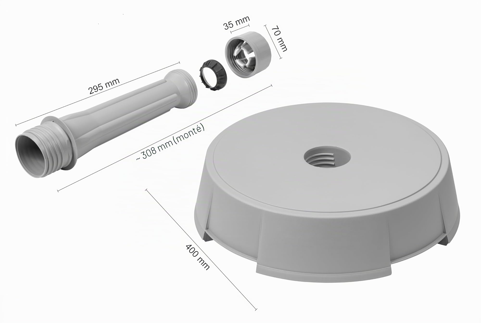 Schneider - Pied de Parasol en béton d'env. 20 kg, Pied de Parasol Gris argenté
