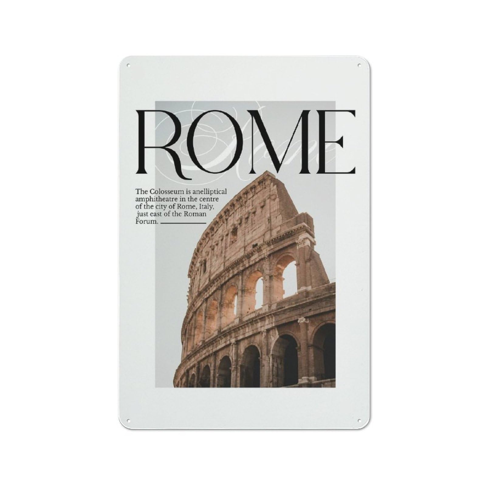 Rome Colosseum Travel (2) Retro Metal Wall Decor 30x20cm, Vintage Metal Sign for Cafe, Pub, Workshop Or Home Bar