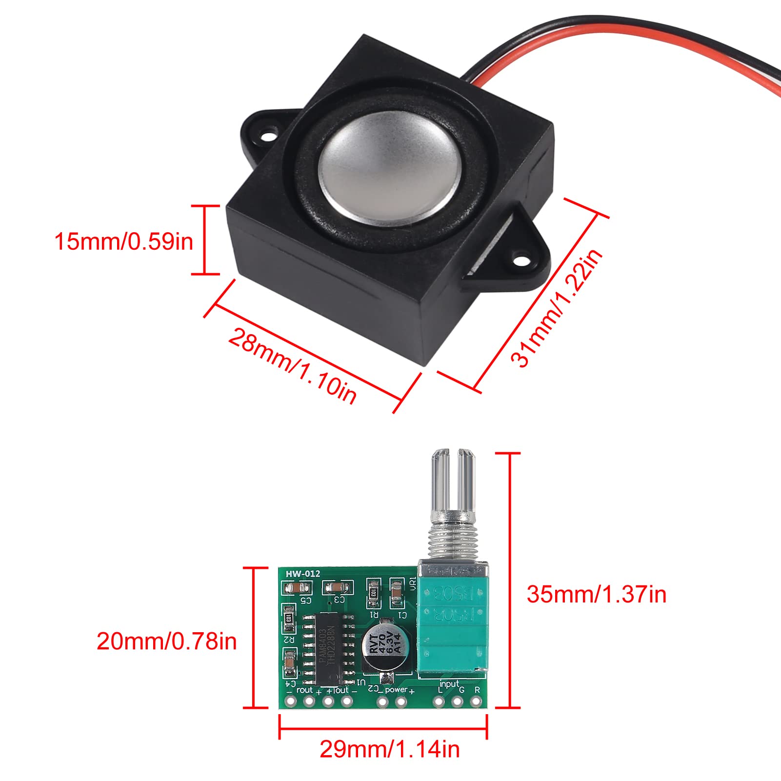 Mini Speakers 2PCS 2W 8 Ohm - Full-Range Cavity Speakers With JST ...