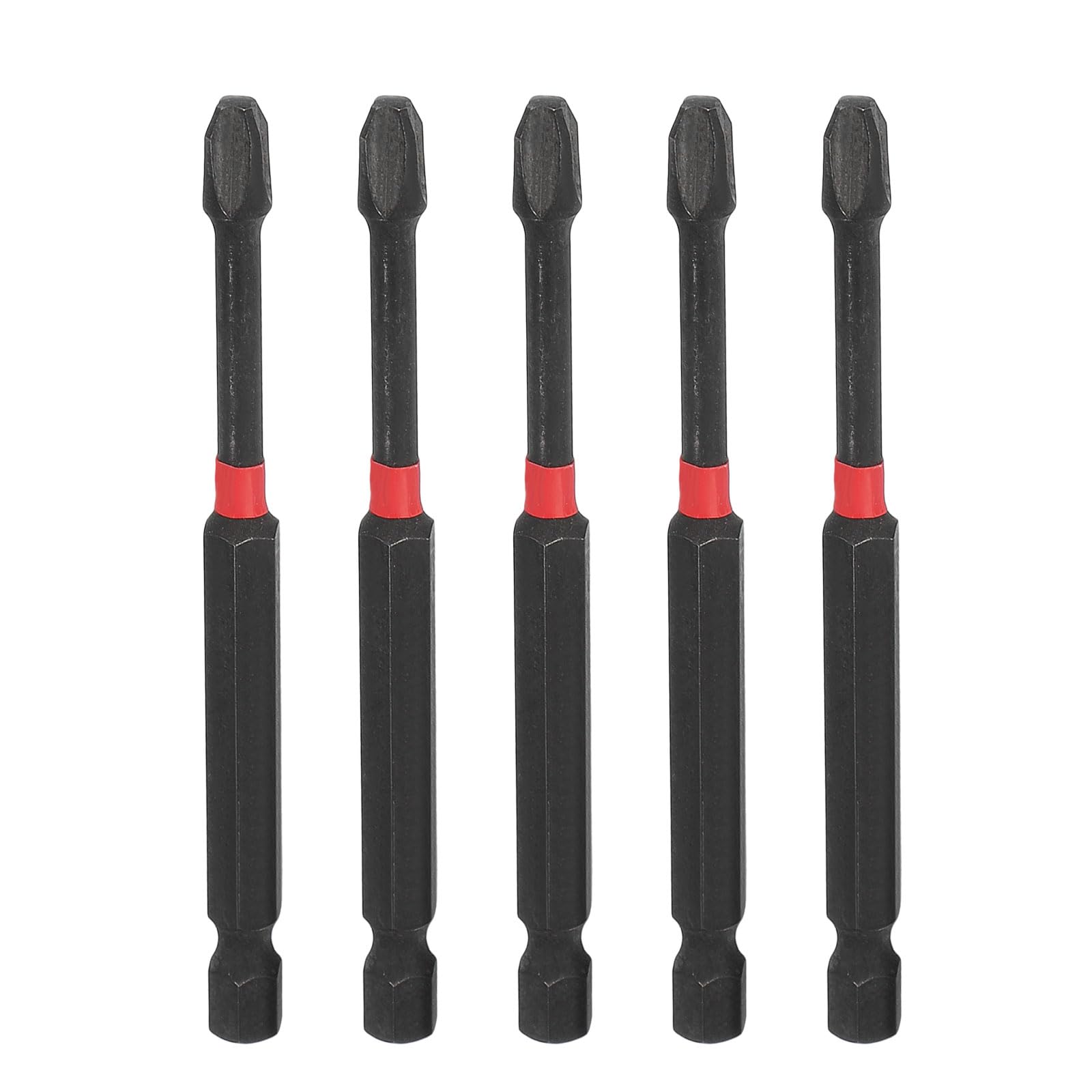 sourcing map 5pcs #3 Phillips Impact Screwdriver Bit PH3 1/4" Hex Shank 3.5" (90mm) Long Magnetic Cross Head Drill Bits S2 Steel Industrial Screw Driver for Impact Power Drivers, Black/Red