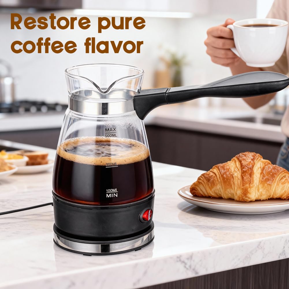 Caffettiera elettrica turca da 500 ml, caffettiera elettrica turca, caffettiera per caffè espresso, caffettiera elettrica turca per casa, ufficio