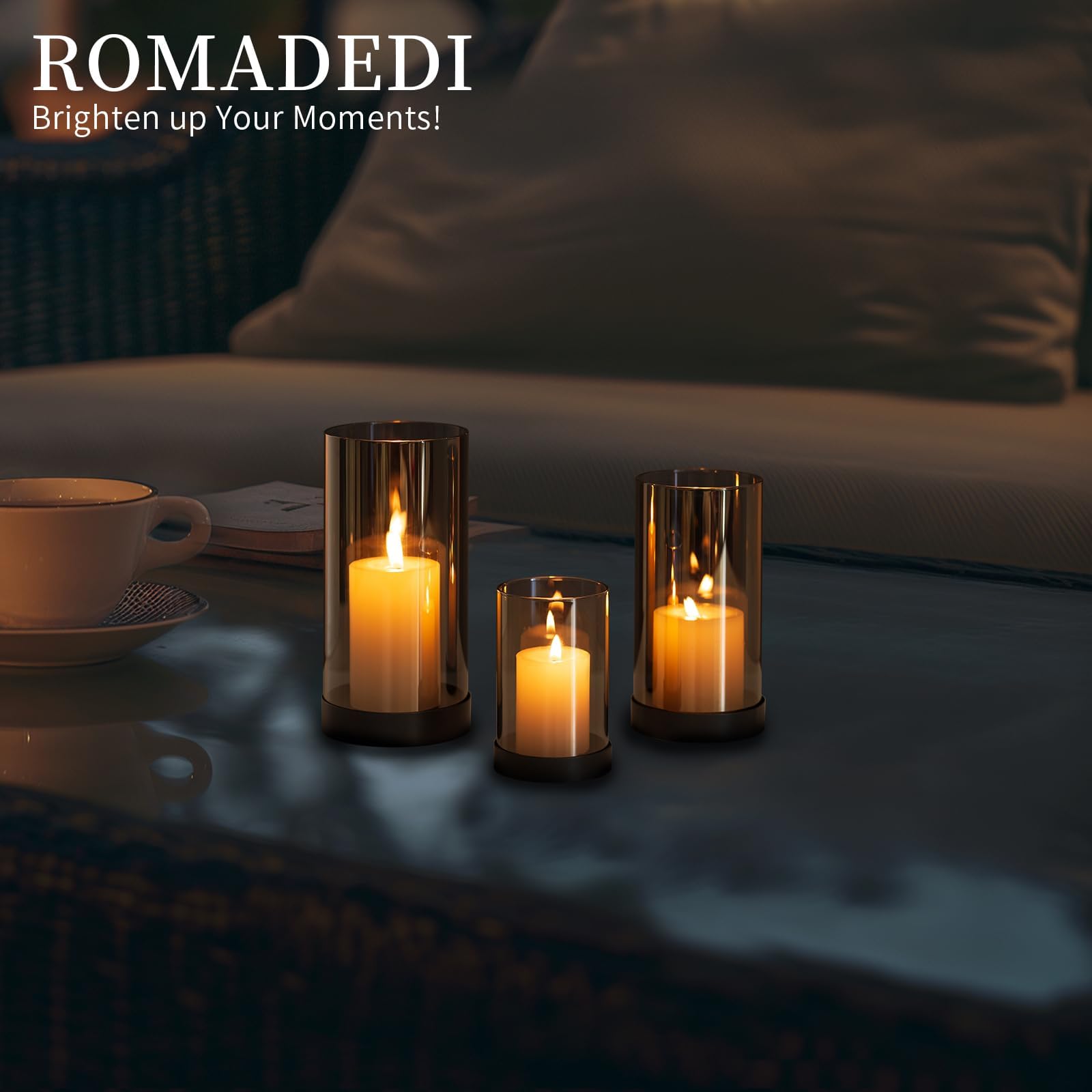 Set 2 Portacandele In Vetro Senza Fondo - Cilindrico Trasparente, Diam. 7,5 Cm X Alt. 15,2 Cm - Foto 11