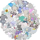 Elephant Stickers for Teens Boy Girls Kids|50 Pcs|Cute Cartoon Waterproof Vinyl Animals Stickers for Laptop Computer Phone Tablet Luggage Bicyle Notebook,Lovely Animals Stickers Decals Pack(Elephant)