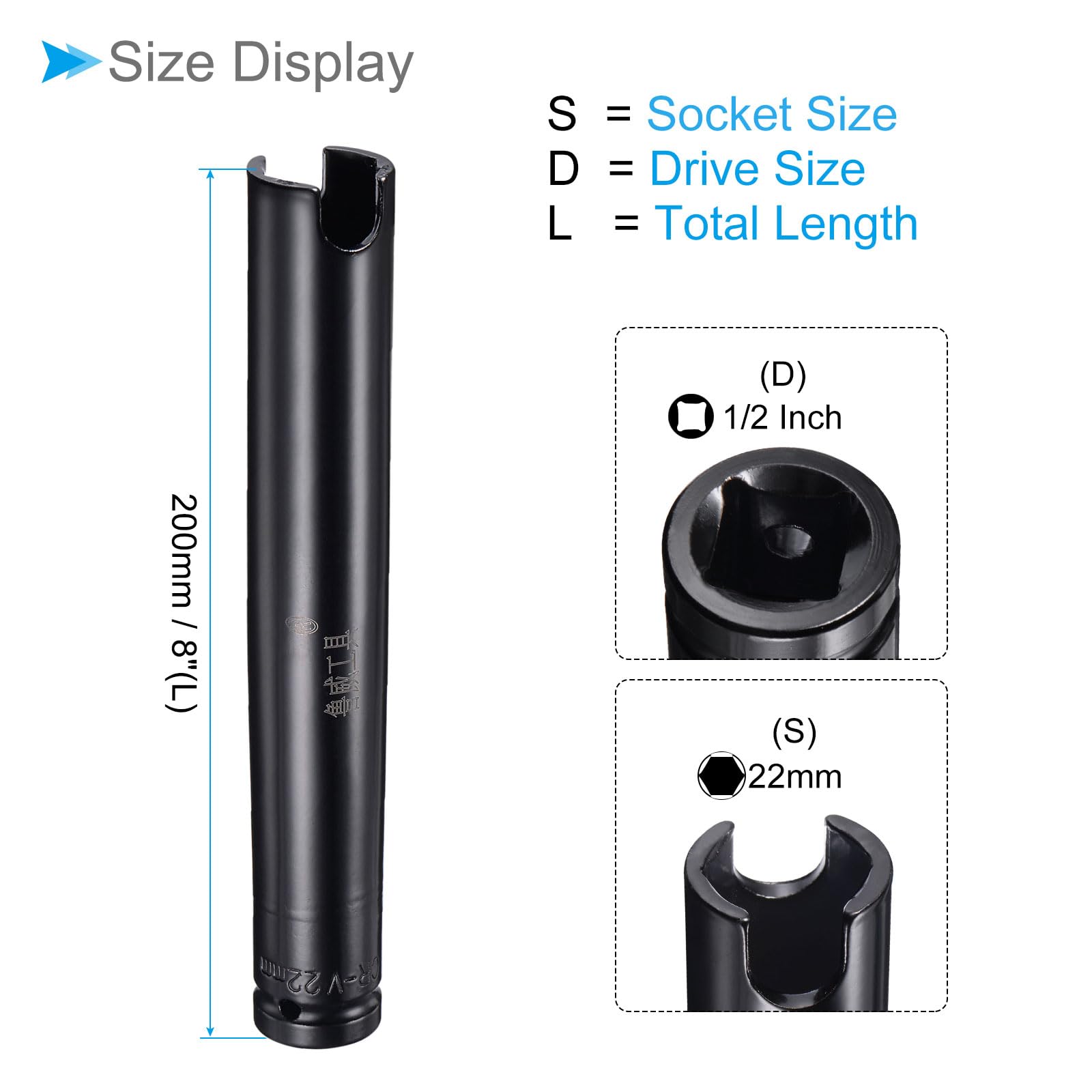 CoCud 6-Point Deep Impact Socket, 1/2-Inch Drive 22mm Slotted, CR-V Steel Axle Nut Impact Socket - Image 2