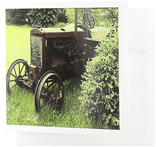 Cartes de vœux tracteur vintage impression d'art 3dRose lot de 12 premium