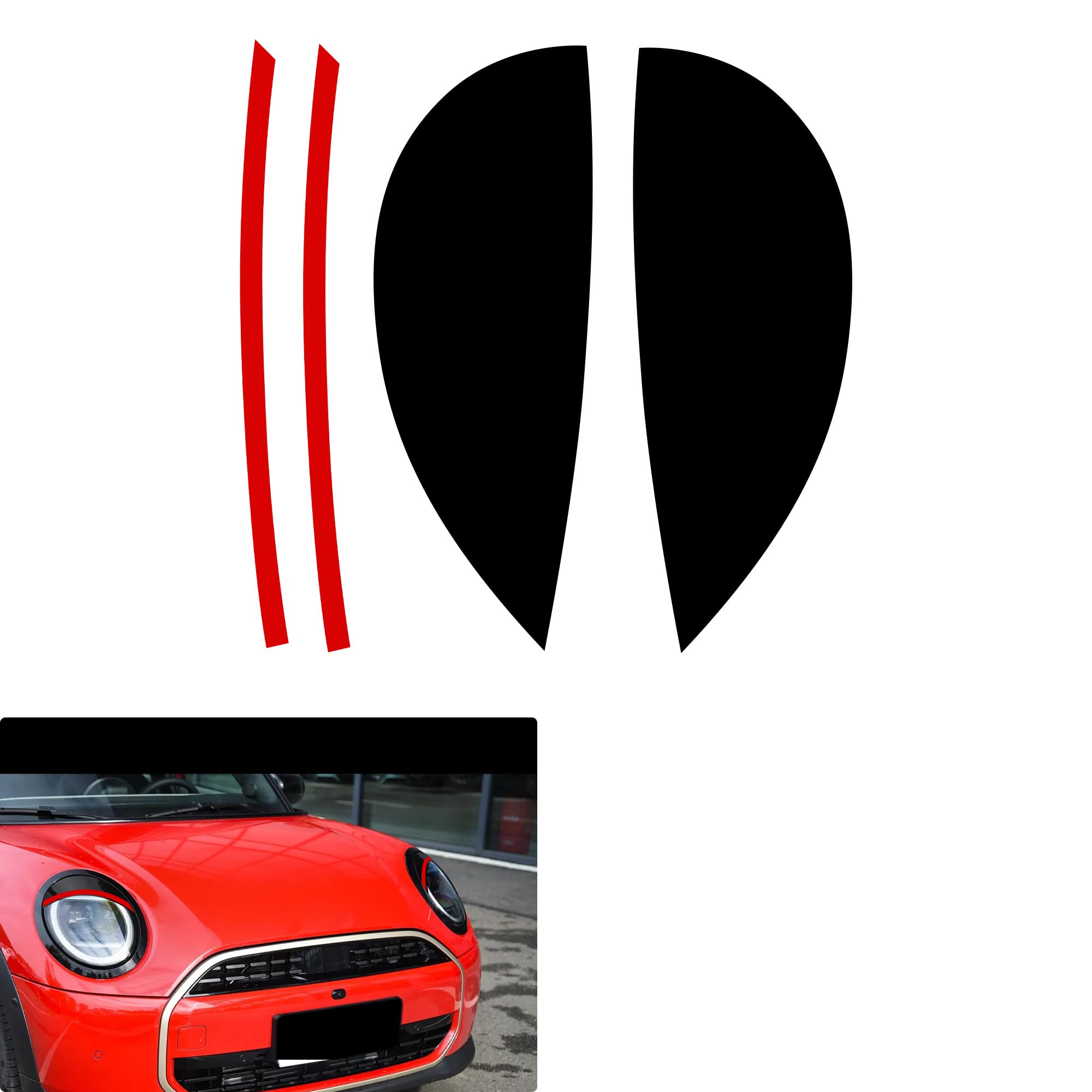 TOMALL Car Headlight Eyelid Stickers Compatible with Mini Cooper F55 F56 F57 Hardtop Hatchback Convertible Vinyl Eyebrow Exterior Decals Creative Modified Decorative Sticker for Car