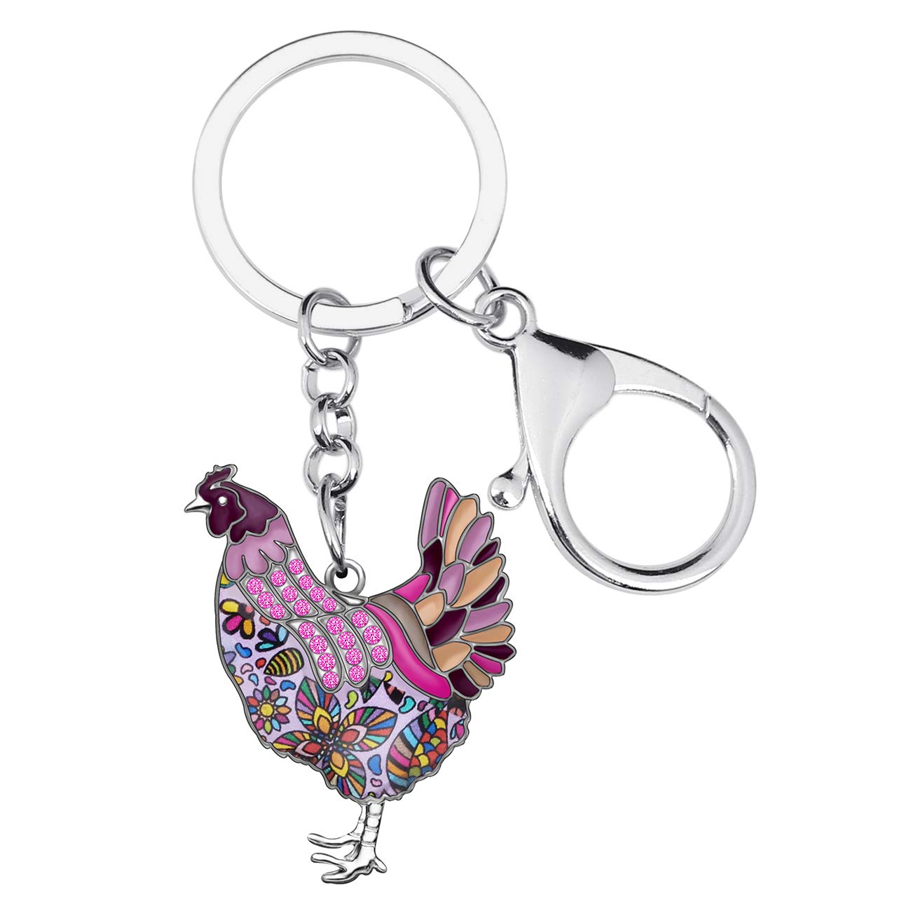 WEVENI Cute Chicken Keychain Chickens Gifts for Women Hen Key Chain Keyring Bag Car Accessories Charms