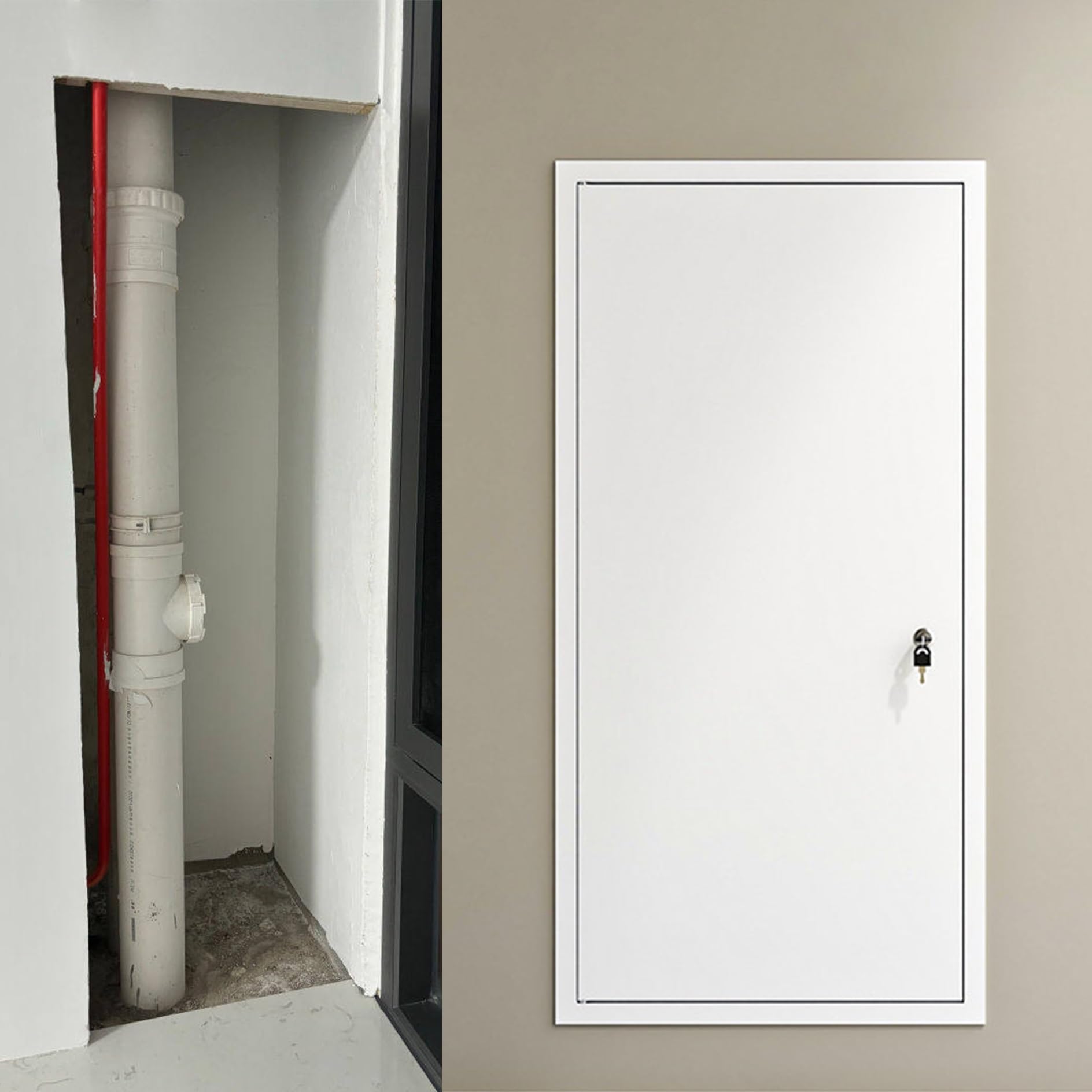 Trappe d'Accès Phonique 18mm Placo 40x86cm avec Serrure Blanc