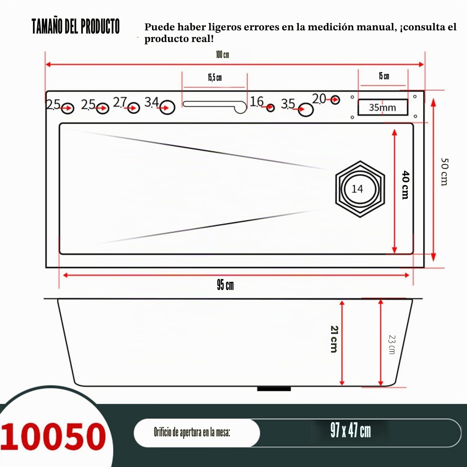 Fregadero de Cocina de 100 x 50 cm con Dos cascadas y Pistola pulverizadora de Alta presión, Fregadero de Cocina con Pantalla Digital, Fregadero de Acero Inoxidable con Caja portac