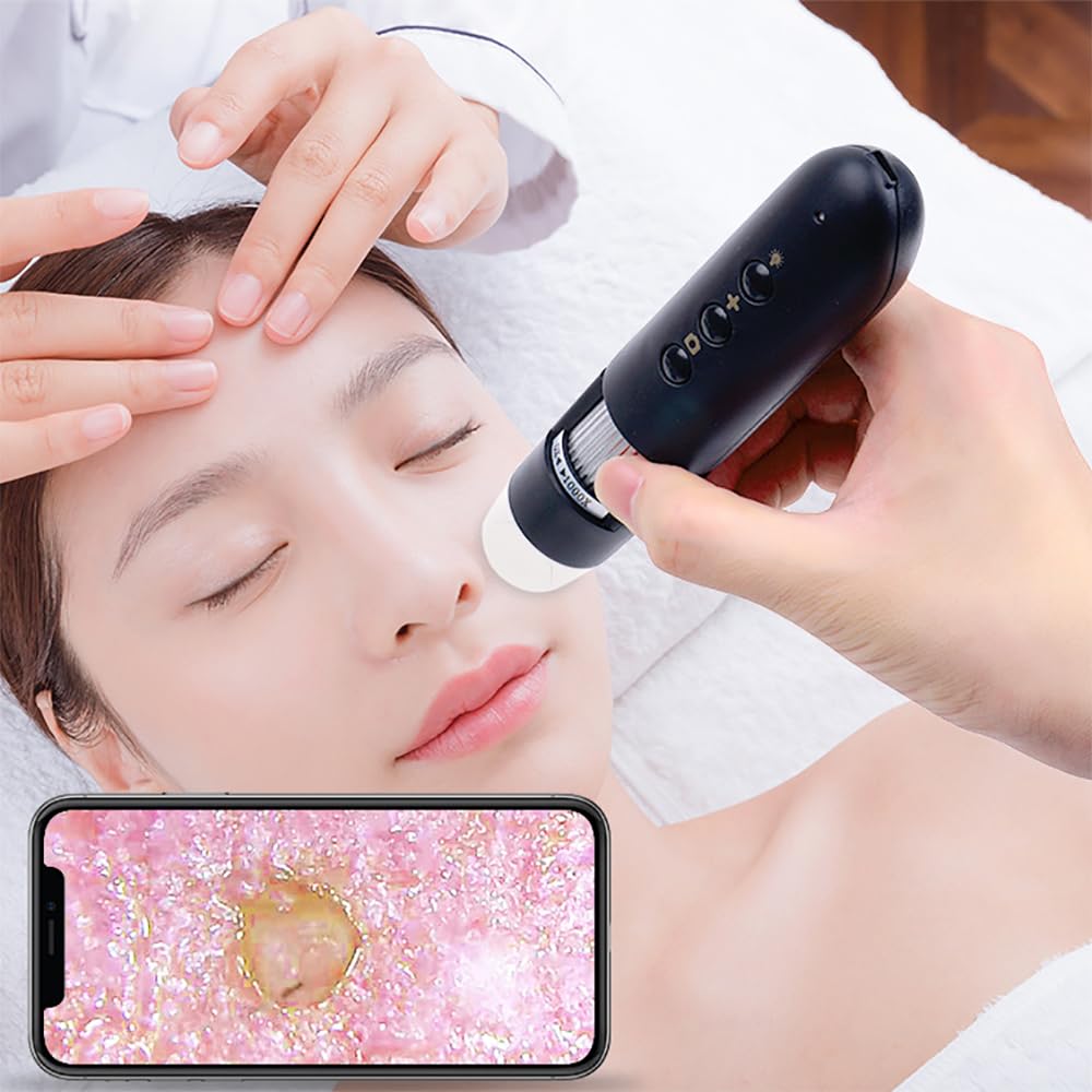 Produktbild von Haut- & Kopfhaut-Mikroskop – 1000x Vergrößerung, 8 LED-Lichter, USB, Für Beauty, Friseure & Dermatologie