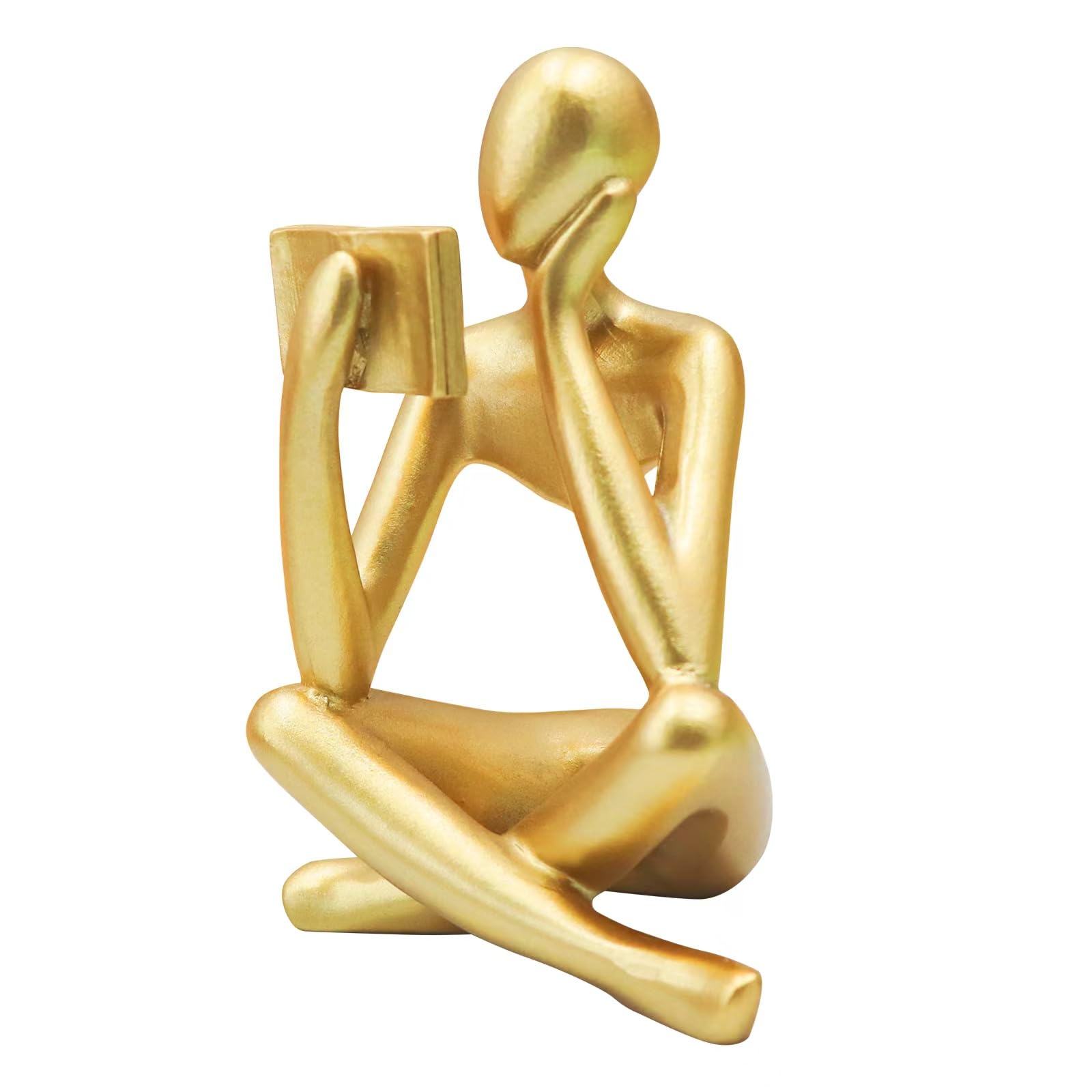 Gold Reading Women Statue, Thinker Sculptures, Abstract Art Ornament, Modern Aesthetic Figurine Decoration, Suitable for Home Living Room Bedroom Office Shelf Table Dining Desk Bookshelf Table Decor