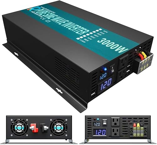 WZRELB RBP300012 - Inversor de energía solar de onda sinusoidal pura de 3000W 12V 110120V sistema de CC a CA