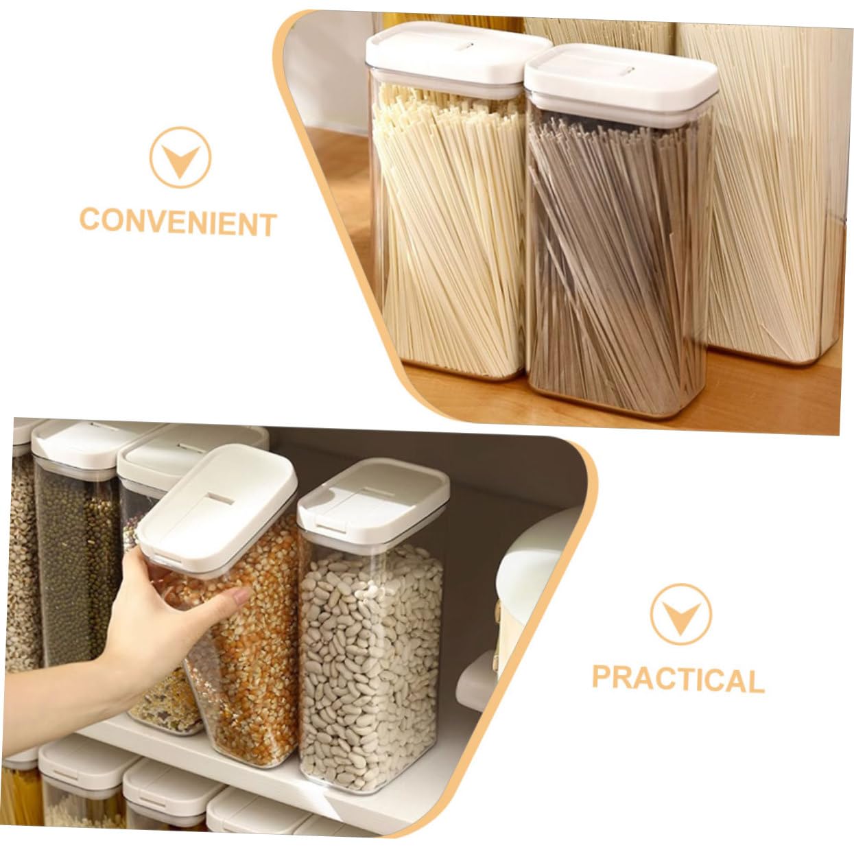 Ciieeo 3piezas Caja De Almacenamiento De Pasta Reutilizable Organizador De Espagueti Hermético Tapa Para Almacenar Pasta Noodles y
