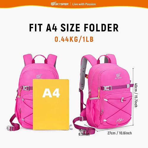 Miniatura 5 de SKYSPER Mochila para niños, mochila de viaje de 15 litros, pequeña edad de 4 a 6 años, diseño ergonómico, multicompartimento, transpirable, bolsa de