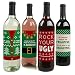 Ugly Sweater - Holiday & Christmas Wine Bottle Labels - Set of 4