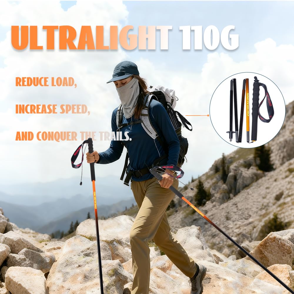 Ultralekkie kije trekkingowe z włókna węglowego, 5 części, zestaw 2 sztuk, sprzęt wspinaczkowy, czapka turystyczna, oddychająca, z pokrowcem