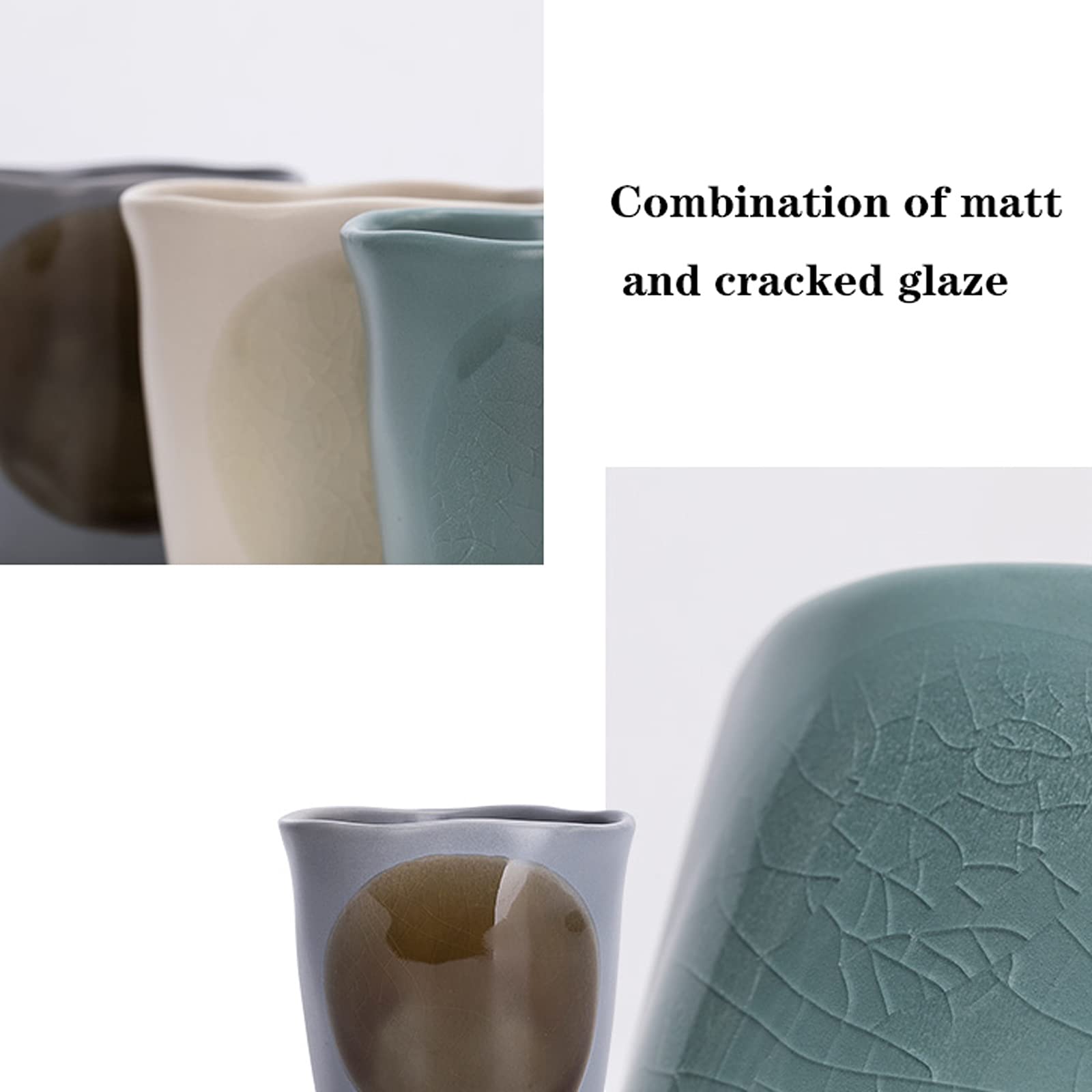 Generic Tazas de Café de Cerámica 13,5 Onzass Tazas de Café de Cerámica Diseño Epara Tazas Domésticas, Esmalte sin Luz, Grietas Transparentes/Marrón/400 Ml