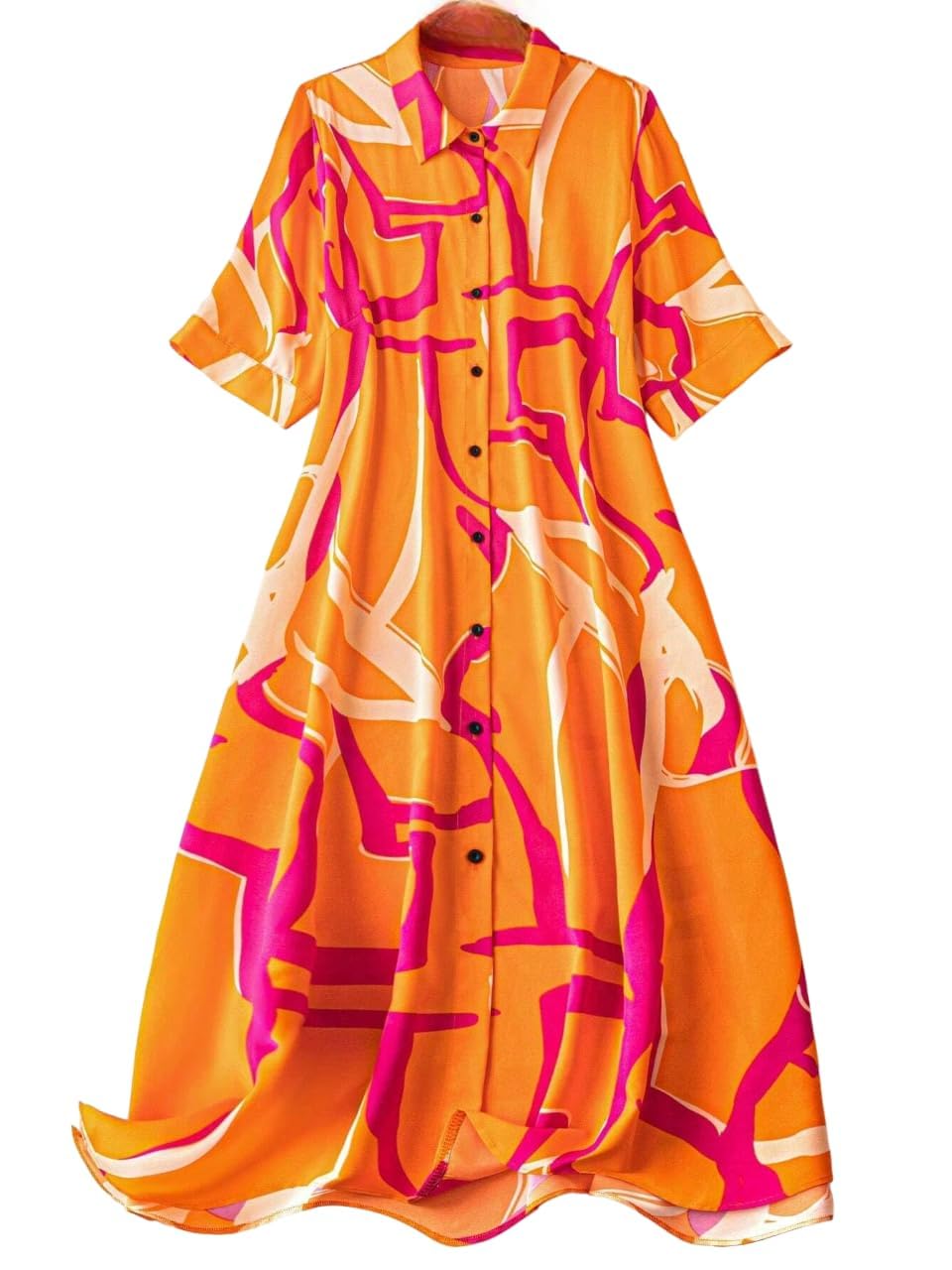 sheetal associates Women's Floral Printed Short Sleeve Button Down Shirt Dress-picture-40