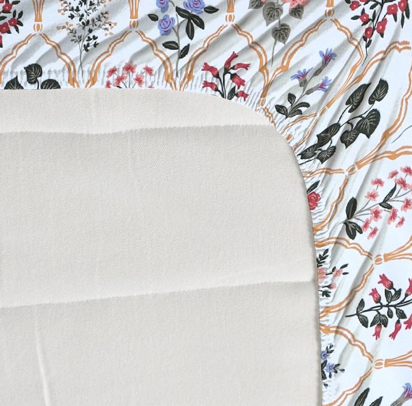 Image of NEW LEAF Premium Cotton Elastic Fitted Bedsheets with 2 King Size Pillow Covers | Double Bed with All Around Elastic 180 TC Supersoft |Size-72 King Sizex78+10 inches | Multicolour, White & Red