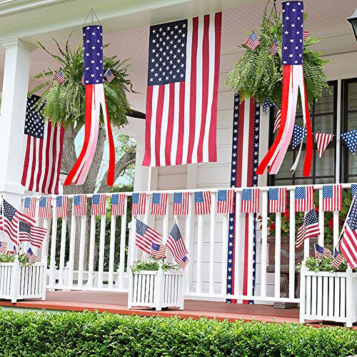 Fivebop 4Pack USA Flag Windsock, Stars & Stripes United States Patriotic Support USA Windsock Aamerican Flag Windsock Streamer Garden Flag Decorations for 4th of July 33Inch (Windsock 4 Pack) - Thumbnail 7