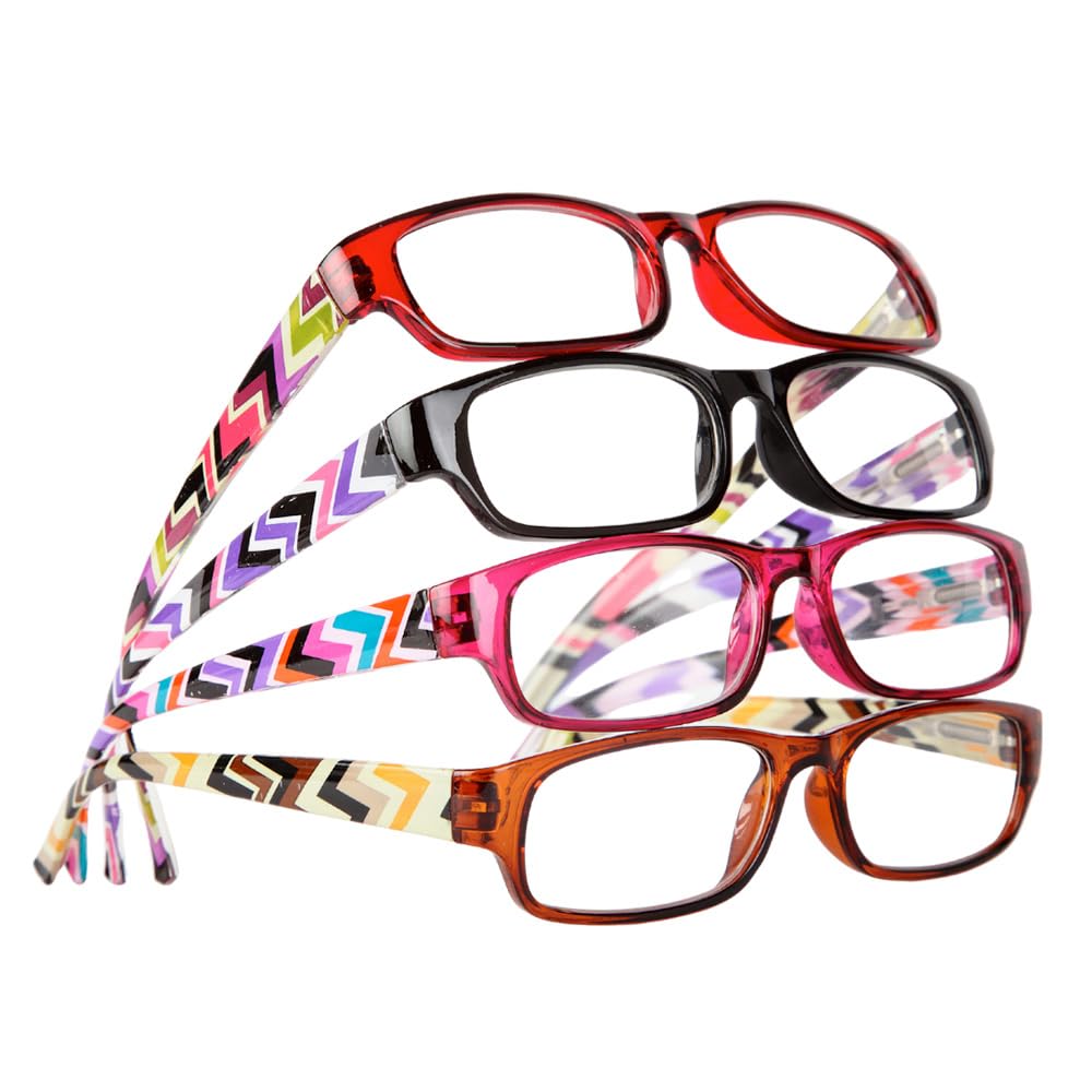 Easylife Fashion Reading Glasses 2.5 (Pack of 4) Reading Glasses for Women with 4 Designs, Comfortable and Lightweight Spectacles for Home, Kitchen, Bedroom and Office - Fully Guaranteed