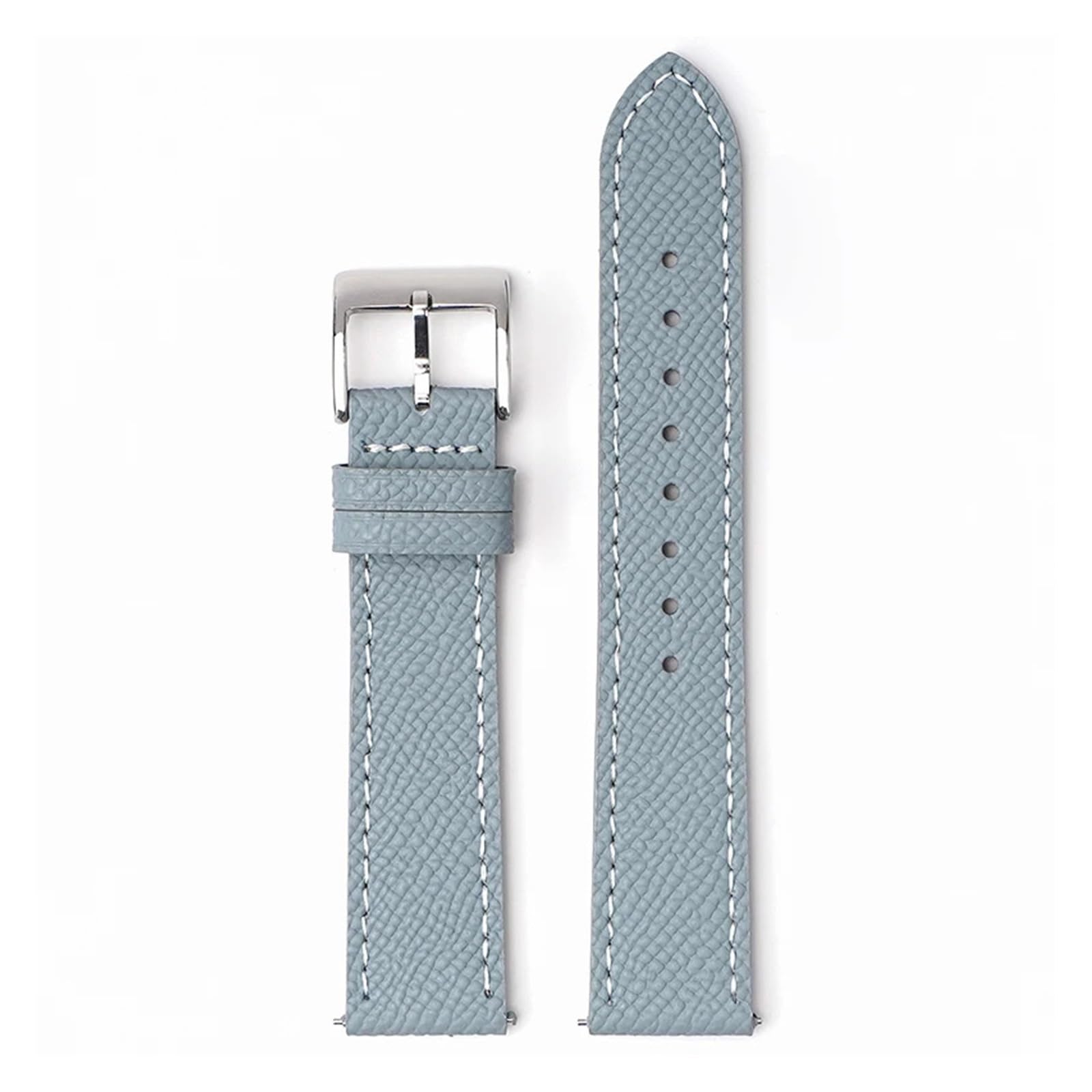 Uhrenarmband， Uhrenarmband aus Kalbsleder mit Schnellverschluss, handgefertigt, Palmenmuster, Armband(Grey wh line,22mm)