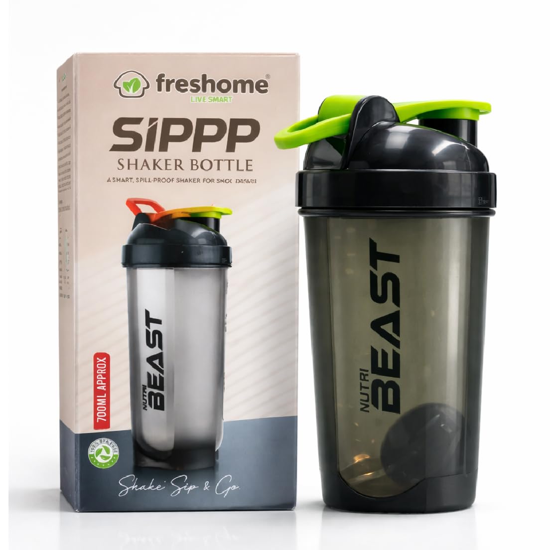 SIPPP 700 ml Shaker Bottle for Protein Shake, Gym & Fitness | Leak-Proof BPA Free Plastic Blender Bottle with Mixing Ball & Flip Cap | Nutri Beast Series-image-45