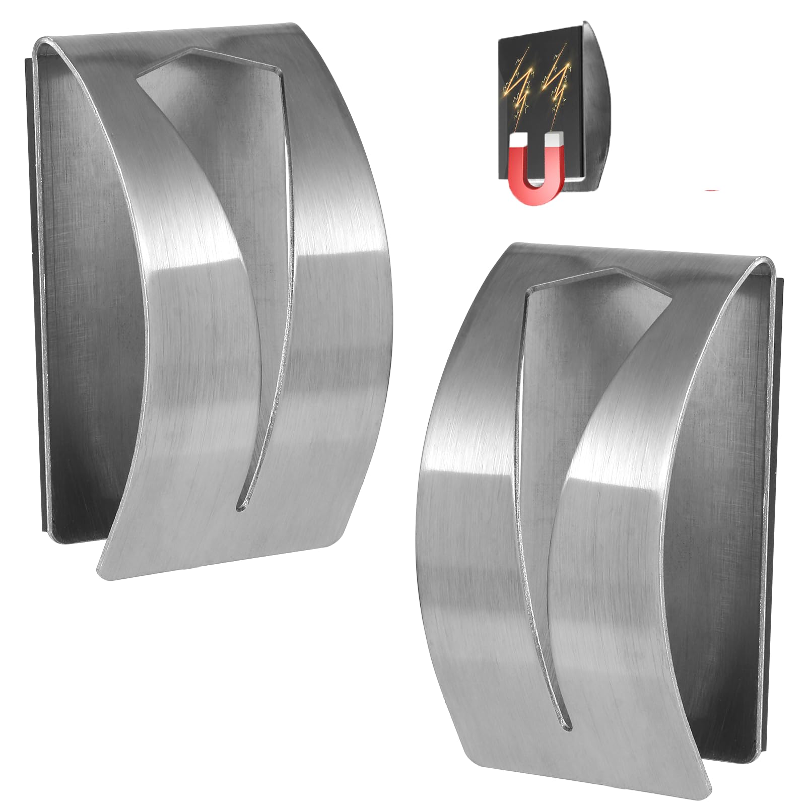 2Pcs Towel Holder Magnetic, Grabber Stainless Steel Magnetic Towel Hooks, No-Drill Hangers Rack for Kitchen,Bathroom,Refrigerator,Oven,Dishwasher,Laundry Machine,RV,Garage,Home Storage