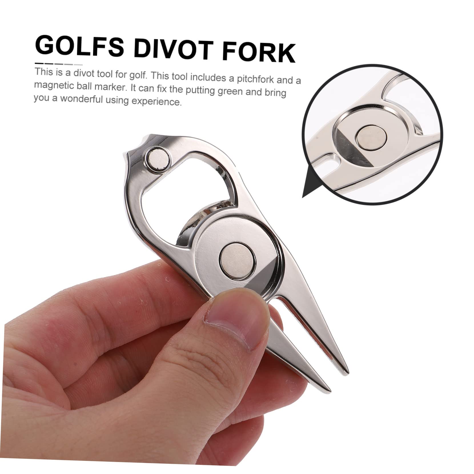 Toyvian 1Pc Golfs Divot Repair Tool with Ball Marker Convenient Zinc Alloy Fork for Portable Golf Device Present for Golfers