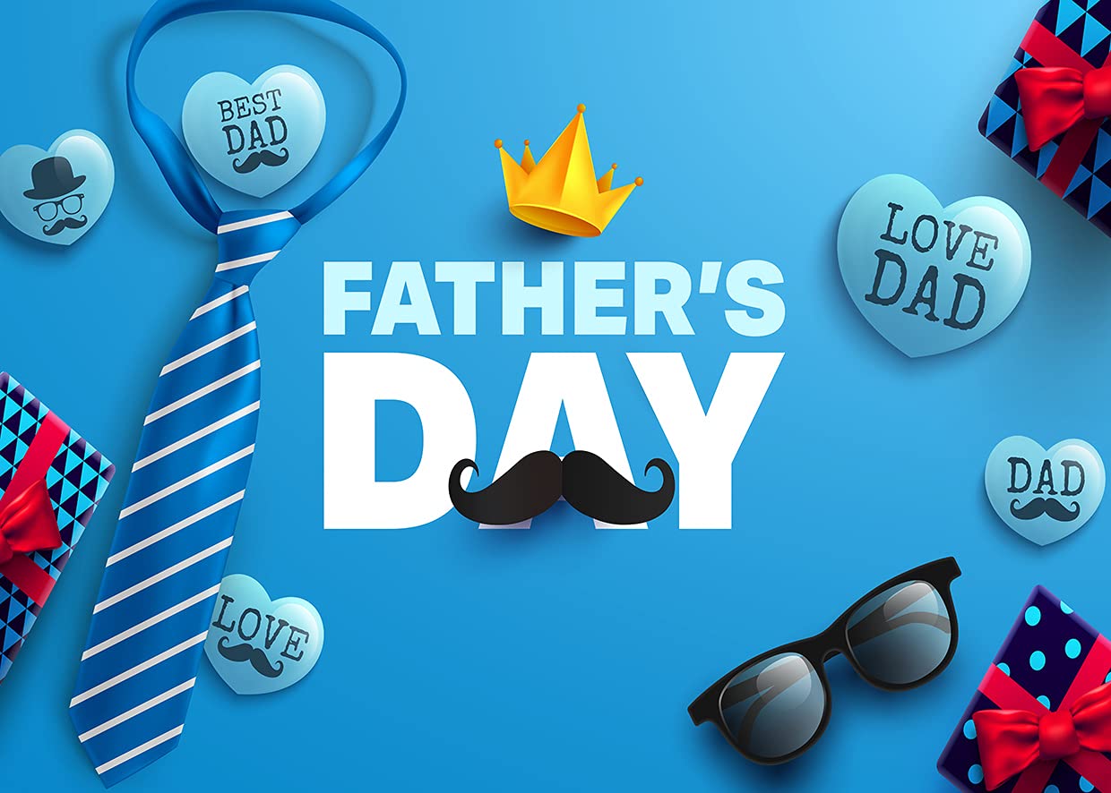 SJOLOON Father‘s Day Backdrop Love Dad Theme Party Photo Backdrop Tie Beard Background for Father Day Decoration Portrait Photoshoot 12088 (7x5FT)