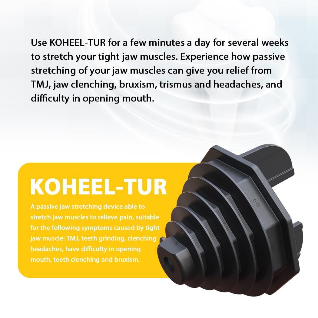 KOHEEL Produit d'entraînement à mâcher et soulagement de la douleur pour CMD/TMJ, grincement et pressage des dents, maux de tête, trisme et bruxisme, étirement passif, détend les muscles de la