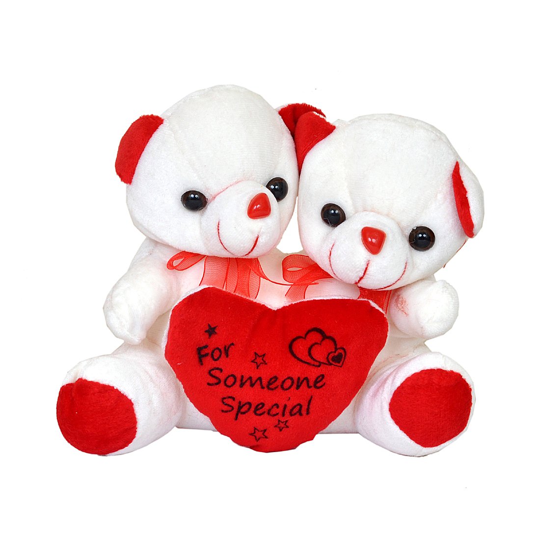 Pingaksh Crafty Collection Lovely White Teddy Couple with Red Heart "for Someone Special" for You Love. So This Valentine's Day expess Your Love Make Your Dear Ones Feel Special