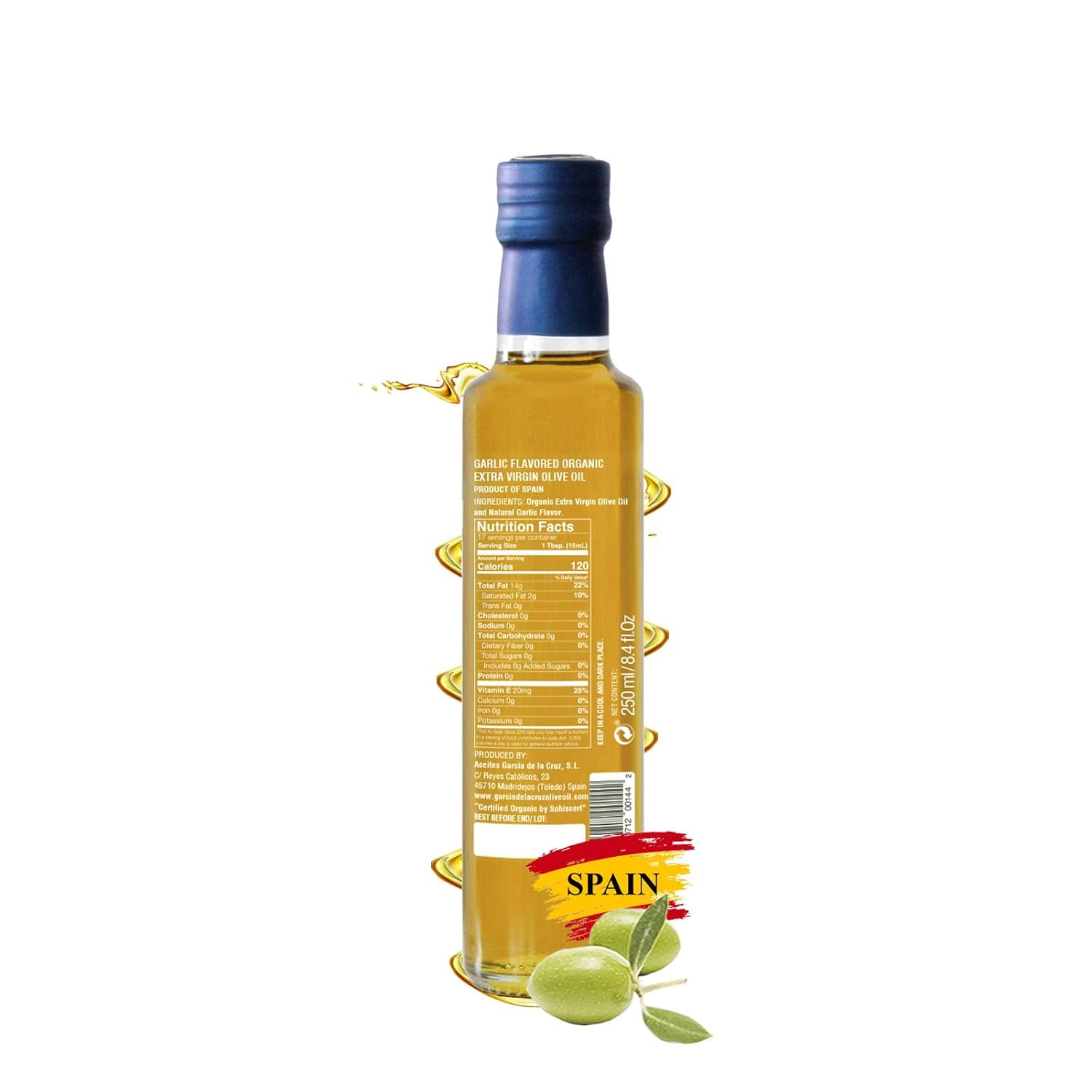 Garlic Infused Olive Oil by Garcia de la Cruz, Premium Spanish Organic Olive Oil, Single-Origin Family Owned, Non GMO and Organic - Image 2