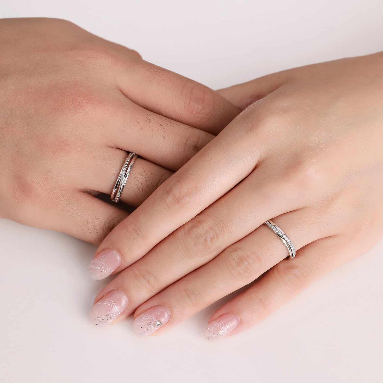 Meissa Anelli Donna Uomo Argento 925 Anelli Coppia Fidanzati Anelli Regolabili con Zircone cubico Anello Fidanzamento Fedi Nuziali Gioielli Matrimonio san valentino (Set di due anelli)