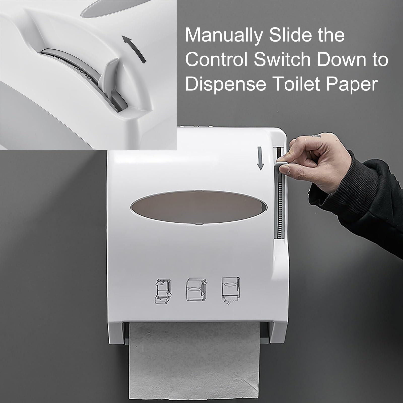 Dispensador de Papel, Dispensador Papel Secamanos Comercial, Dispensador Papel Higienico, Montaje en Pared, con Cerradura