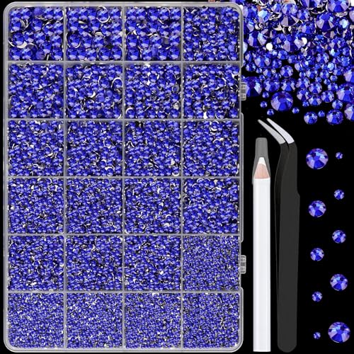 Image of 25000Pcs Resin Rhinestones for Crafting, Royal Blue 2-6mm Mixed Sizes Non Hotfix Flatback Gems, Bedazzling Crystal for DIY Crafts Clothing Tumblers Mugs Shoes Fabric Nail Art
