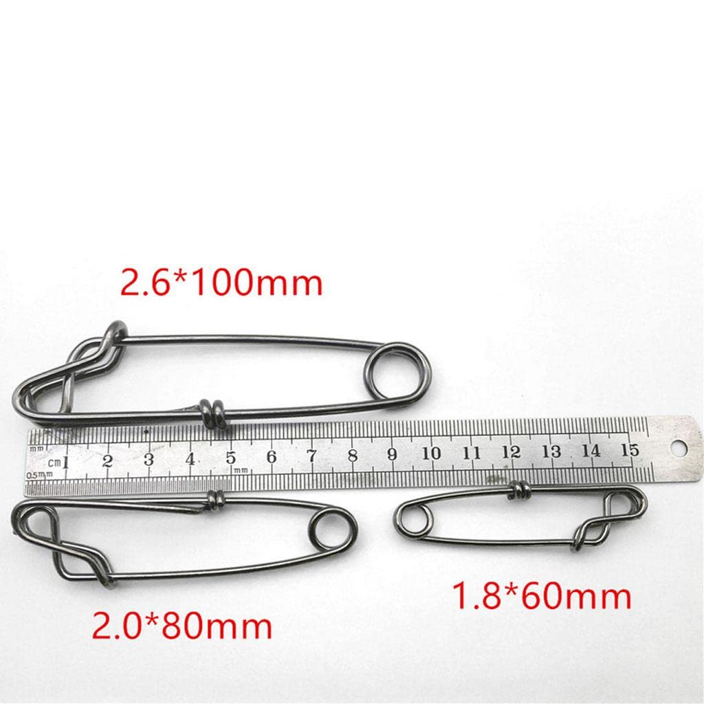 Lot de 20 Clips de Pêche en Acier Inoxydable (10 Pièces) pour Lignes Longues, émerillons Métalliques, Accessoires pour La Pêche Au Vivaneau, Au Requin