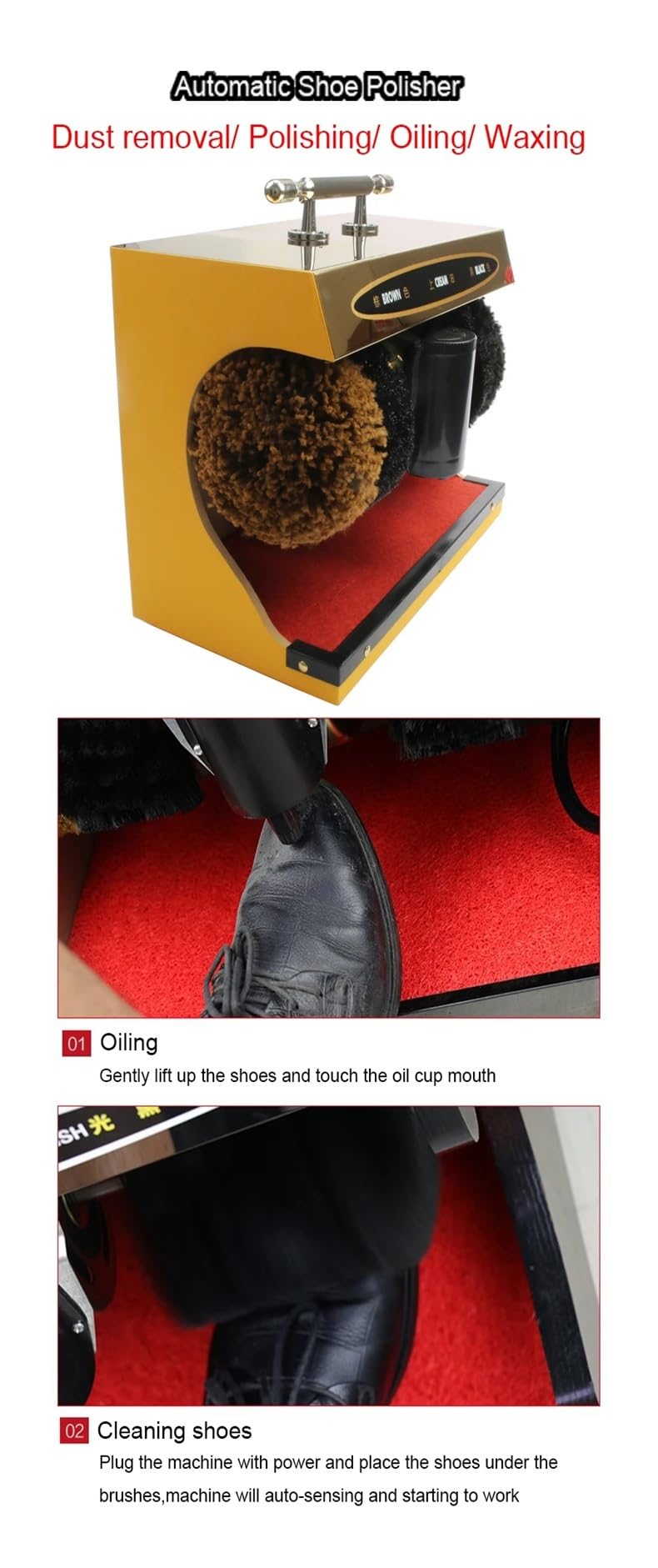 Limpiador de zapatos eléctrico, cepillo pulidor de zapatos for el cuidado de la suela, pulido automático, máquina de limpieza con brillo de cuero(Soft brush Black)