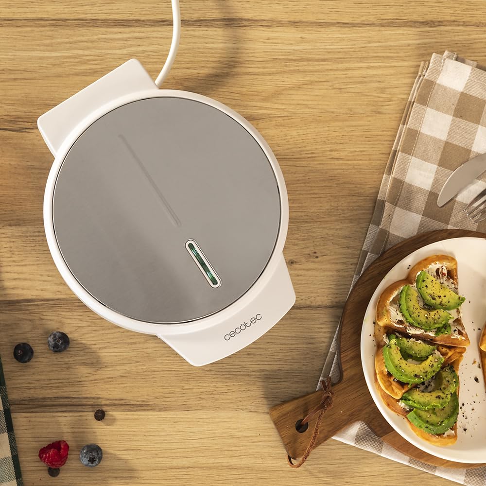 Cecotec Gofrera Fun Gofrestone. 1000 W, Calentamiento rápido, Antiadherente, Fácil limpieza, Libre de PFOA, Placa de 19 CM, Indicador luminoso, Sobrecalentamiento, Asa de tacto frío