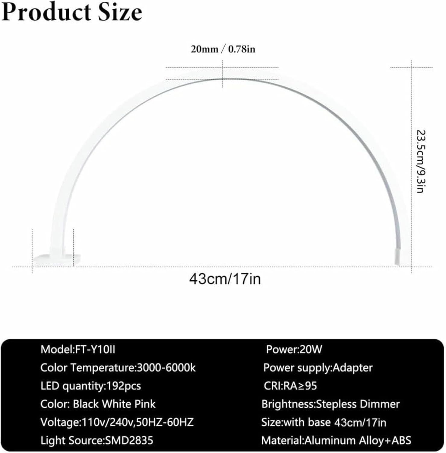 Half Moon Light with Holder, Arch Nail Light with Shinning Diamond..