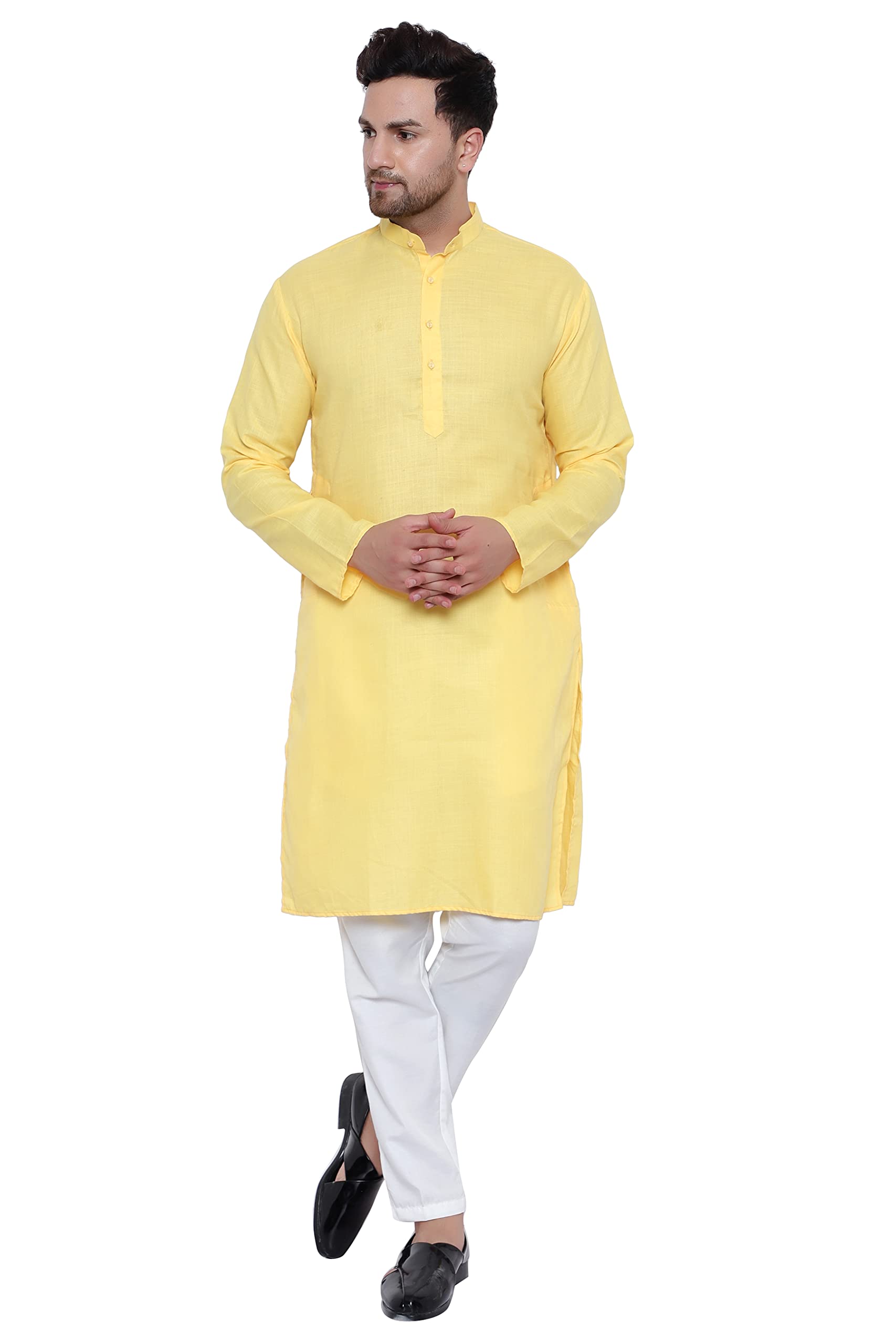 sadree Men Traditional Cotton Blend Kurta Set, Full Sleeve, Mandarin Collar, Knee Length, Family Ceremony Kurta with Pyjama Set-picture-25
