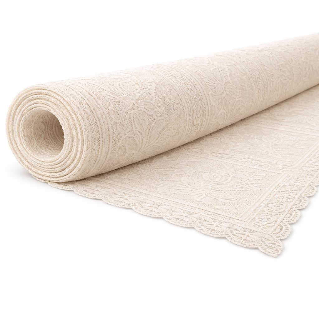 Tovaglia Plastificata Rettangolare Macramè - GALEONE | Tovaglia Antimacchia - Eleganza e Praticità - Vendita al Metro - Effetto Macramè | Protezione - Antigraffio - L Standard 1,4m | PANNA 1,4x10
